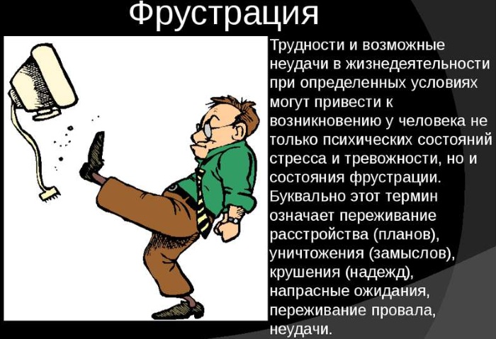 Фрустрация в психологии. Что это такое, определение, примеры, механизм, как избавиться, преодолеть, виды