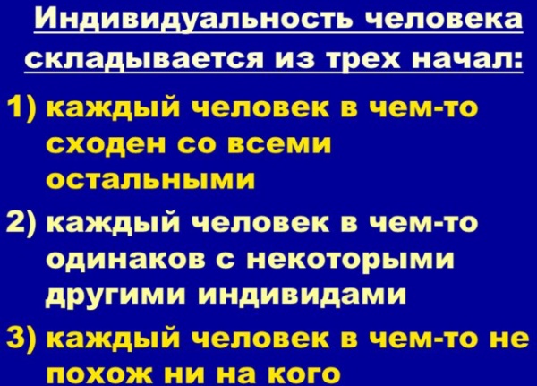 Индивидуальность в психологии. Что это такое, как сохранить, примеры, признаки, черты, структура, предпосылки, виды, формы проявления