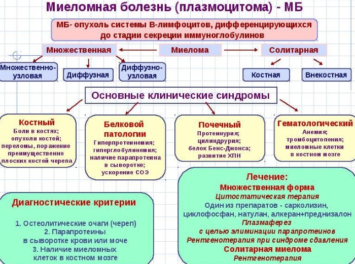 Миеломная болезнь (множественная миелома). Что это у взрослых, детей, рекомендации, лечение, диагностика, прогноз