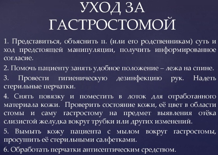 Уход за гастростомой. Алгоритм, памятка, возможные осложнения