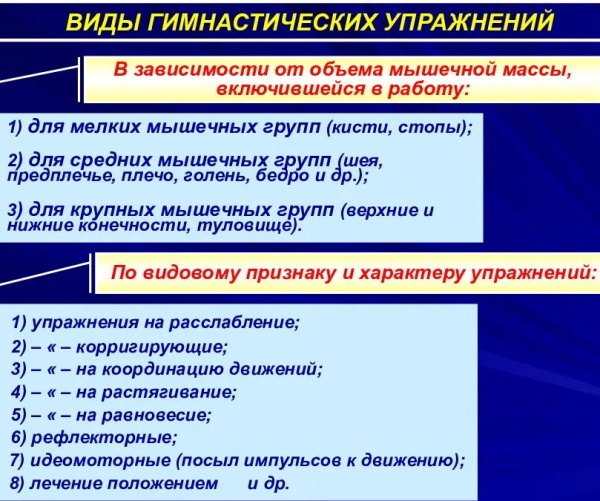 Физические упражнения в ЛФК. Классификация: виды, группы