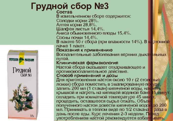 Грудной сбор 3. Состав трав, инструкция по применению, отзывы