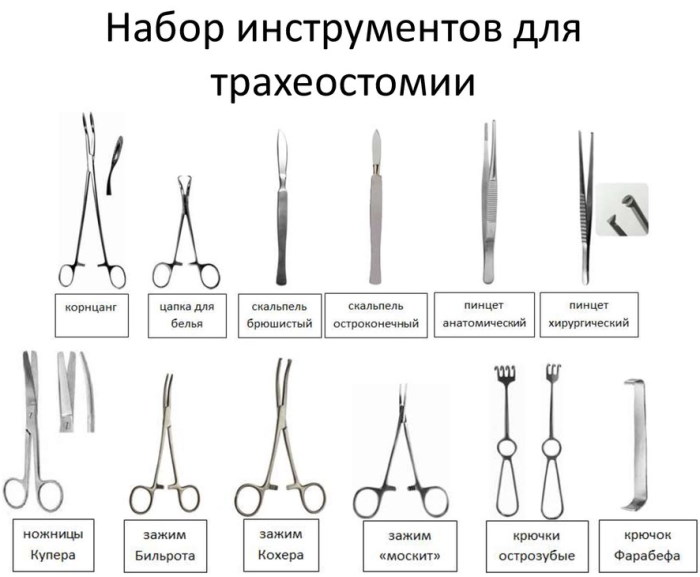 Трахеостомия: набор инструментов, техника выполнения, виды