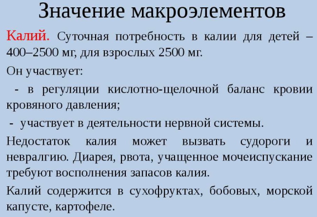 Калий для организма женщины после 40-50 лет. Для чего, суточная норма