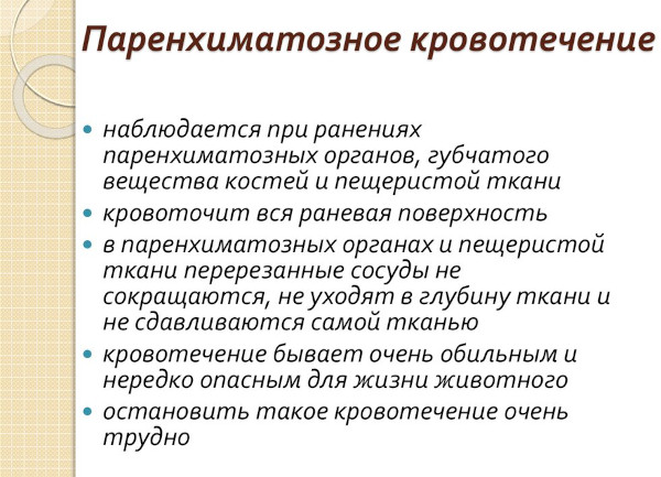 Паренхиматозное кровотечение. Это какое, определение