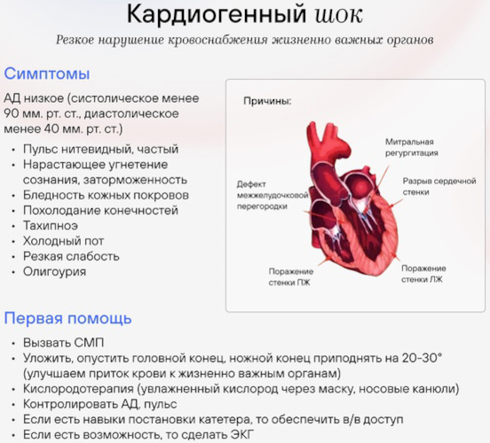 Первая помощь при шоке. Алгоритм действий